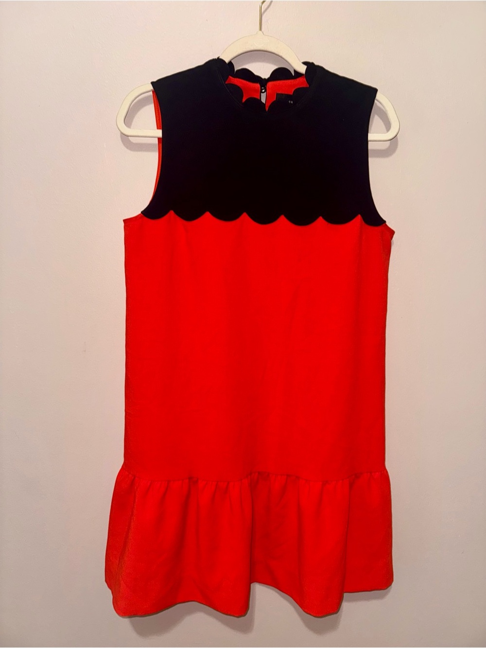 Sleeveless Orange Dress with Black Scallop Yoke